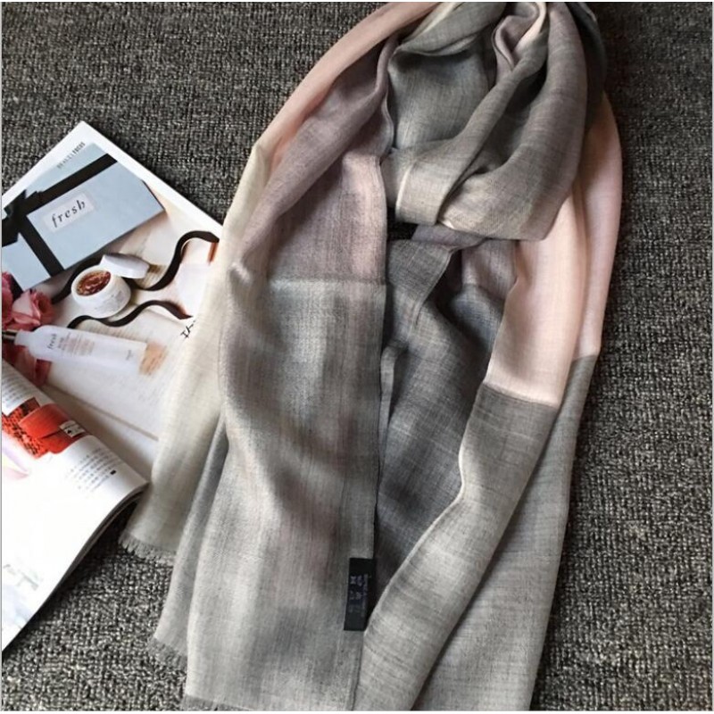 Pure Cashmere Scarves Pink Plaid Women Fashional Winter Scarf